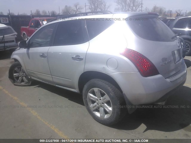 JN8AZ08W57W621717 - 2007 NISSAN MURANO SL/SE/S SILVER photo 3