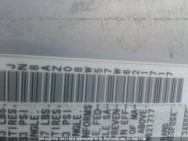 JN8AZ08W57W621717 - 2007 NISSAN MURANO SL/SE/S SILVER photo 9