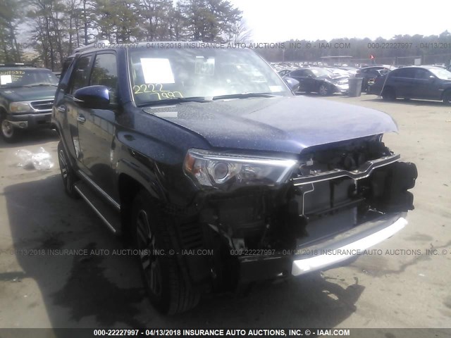 JTEBU5JR9J5496763 - 2018 TOYOTA 4RUNNER SR5 PREM/LTDL/TRAIL/TRD BLUE photo 1