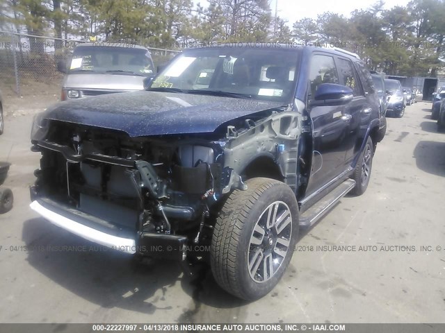 JTEBU5JR9J5496763 - 2018 TOYOTA 4RUNNER SR5 PREM/LTDL/TRAIL/TRD BLUE photo 2