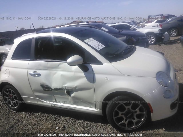 3C3CFFBR0CT380253 - 2012 FIAT 500 SPORT WHITE photo 6