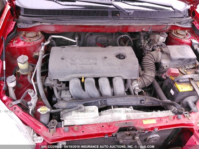 2T1KR32E35C464762 - 2005 TOYOTA COROLLA MATRIX XR RED photo 10
