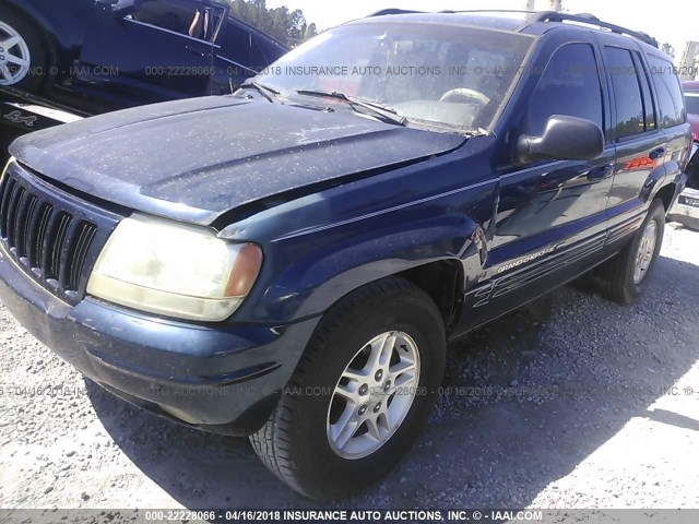 1J4G258N2YC180334 - 2000 JEEP GRAND CHEROKEE LIMITED BLUE photo 2