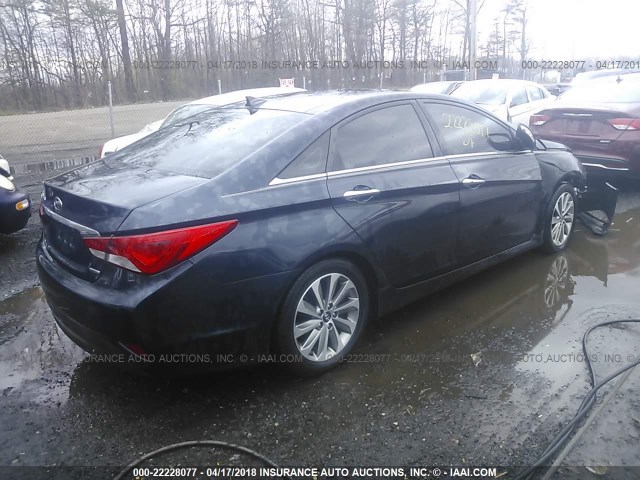 5NPEC4AC7EH864275 - 2014 HYUNDAI SONATA SE/LIMITED Dark Blue photo 4