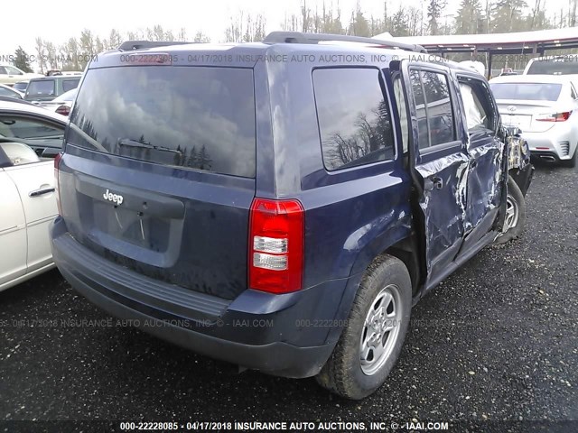 1C4NJPBA7ED812560 - 2014 JEEP PATRIOT SPORT BLUE photo 4