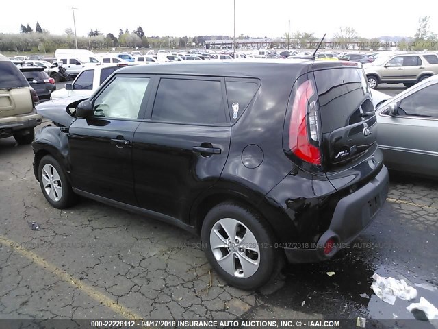 KNDJN2A26F7163124 - 2015 KIA SOUL BLACK photo 3