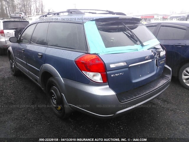 4S4BP61C997345026 - 2009 SUBARU OUTBACK 2.5I BLUE photo 3