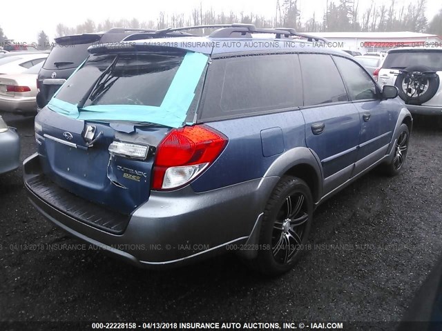 4S4BP61C997345026 - 2009 SUBARU OUTBACK 2.5I BLUE photo 4