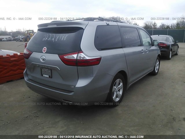 5TDKZ3DC8HS895041 - 2017 TOYOTA SIENNA LE SILVER photo 4