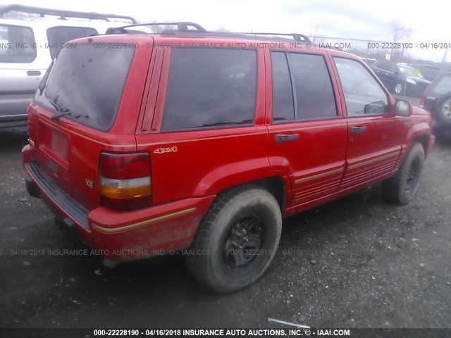1J4GZ78Y1SC732446 - 1995 JEEP GRAND CHEROKEE LIMITED/ORVIS RED photo 4
