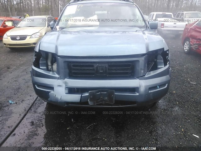 2HJYK16576H503482 - 2006 HONDA RIDGELINE RTL Light Blue photo 6