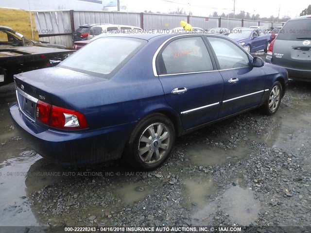 KNAGD128545293220 - 2004 KIA OPTIMA LX/EX BLUE photo 4