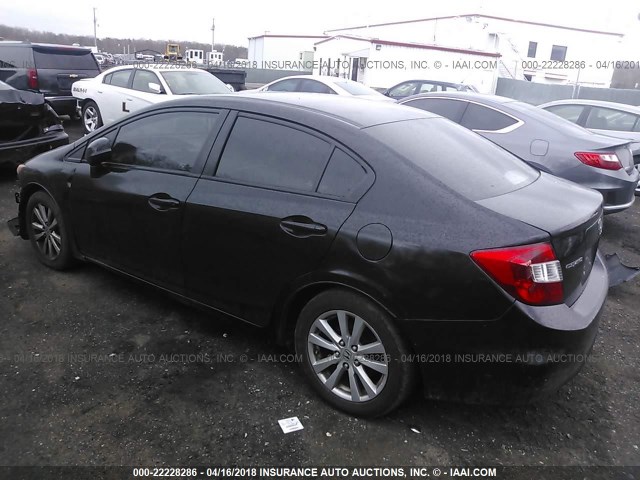 19XFB2F9XCE316734 - 2012 HONDA CIVIC EXL BLACK photo 3