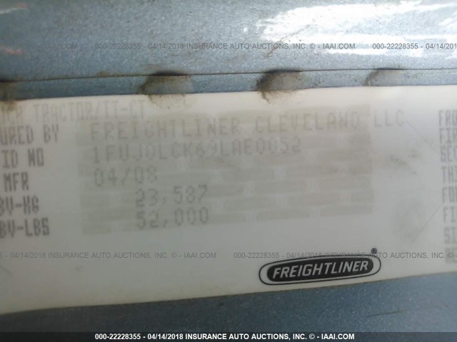 1FUJGLCK69LAE0052 - 2009 FREIGHTLINER CASCADIA 125  Unknown photo 10