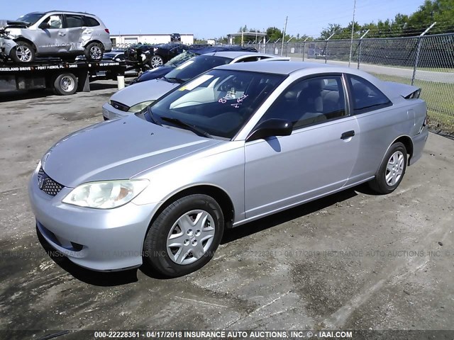 1HGEM22175L040434 - 2005 HONDA CIVIC DX VP SILVER photo 2