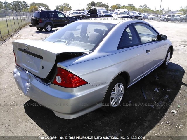 1HGEM22175L040434 - 2005 HONDA CIVIC DX VP SILVER photo 4