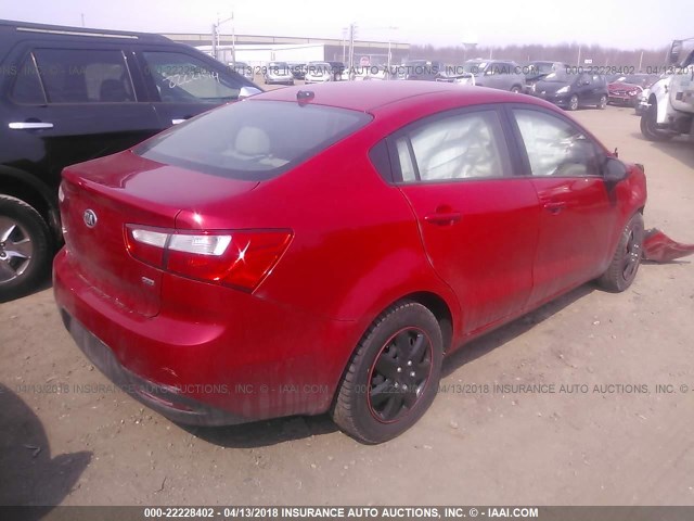 KNADM4A3XF6429591 - 2015 KIA RIO LX RED photo 4