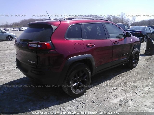 1C4PJMBS2EW256971 - 2014 JEEP CHEROKEE TRAILHAWK RED photo 4