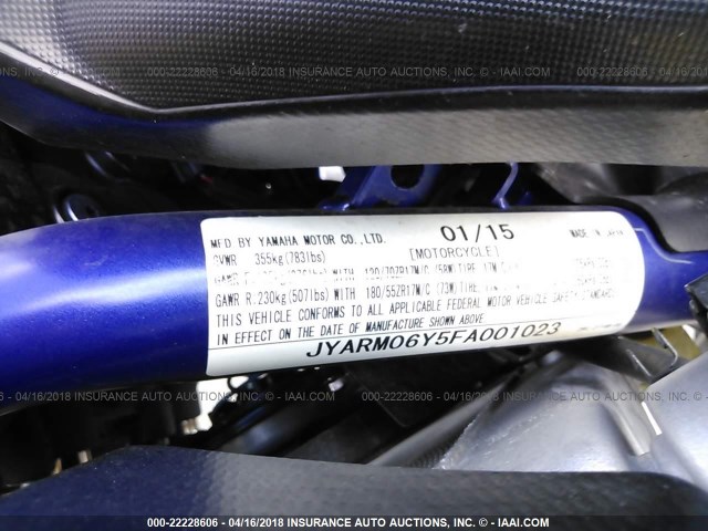 JYARM06Y5FA001023 - 2015 YAMAHA FZ07 C BLUE photo 10