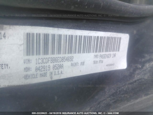 1C3CDFBB6ED854692 - 2014 DODGE DART SXT BLACK photo 9