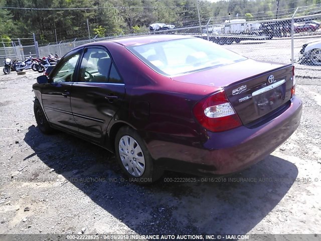 4T1BE32K52U116120 - 2002 TOYOTA CAMRY LE/XLE/SE ბურგუნდია ფოტო 3