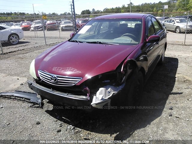 4T1BE32K52U116120 - 2002 TOYOTA CAMRY LE/XLE/SE ბურგუნდია ფოტო 6