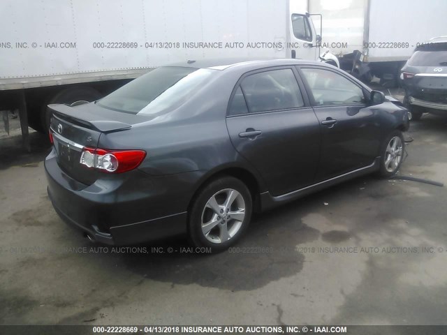 2T1BU4EE2BC609575 - 2011 TOYOTA COROLLA S/LE GRAY photo 4