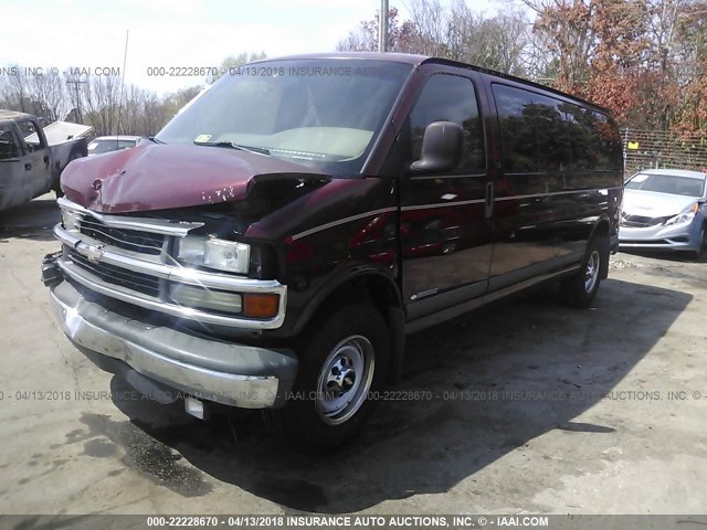 1GAHG39R511218229 - 2001 CHEVROLET EXPRESS G3500  MAROON photo 2