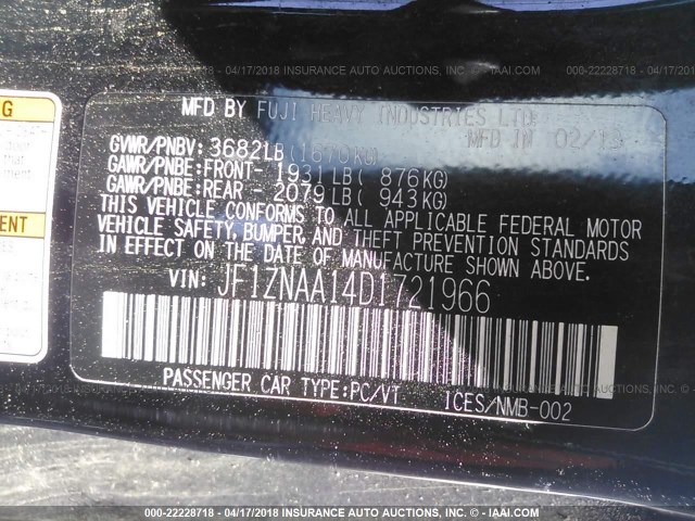 JF1ZNAA14D1721966 - 2013 TOYOTA SCION FR-S შავი ფოტო 9