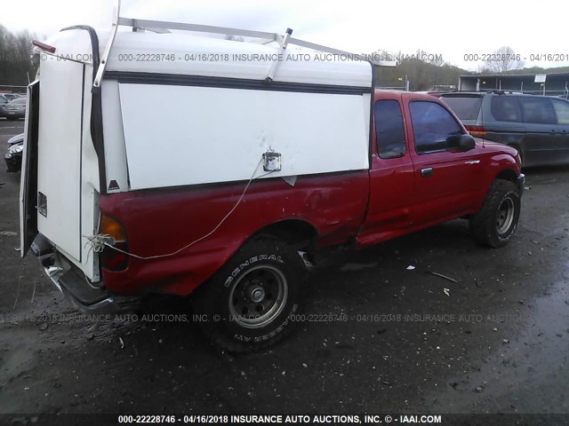 4TAWM72N1XZ464142 - 1999 TOYOTA TACOMA XTRACAB RED photo 4