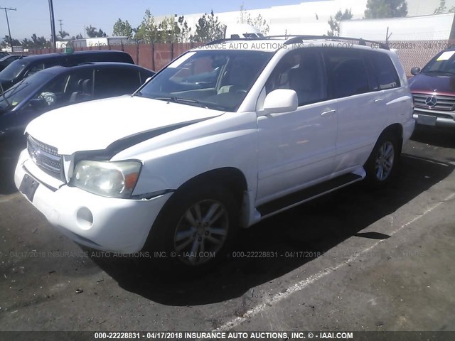 JTEDW21A560005511 - 2006 TOYOTA HIGHLANDER HYBRID WHITE photo 2