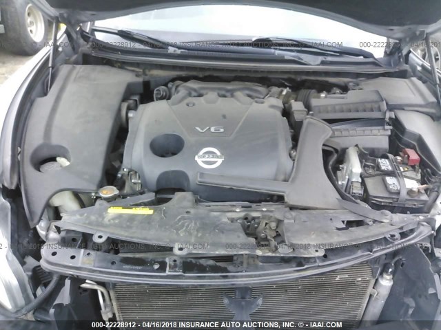 1N4AA5APXAC867504 - 2010 NISSAN MAXIMA S/SV SILVER photo 10