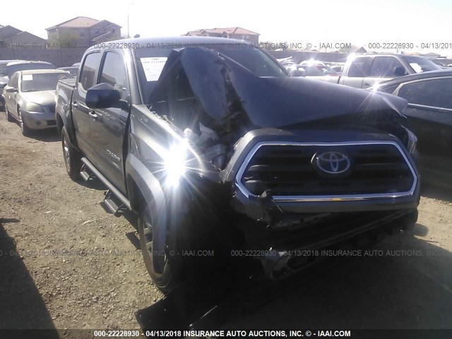 3TMAZ5CN6JM053508 - 2018 TOYOTA TACOMA DBL CAB/SR5/TRD SPORT/OR GRAY photo 1