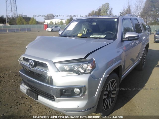 JTEBU5JR4F5247410 - 2015 TOYOTA 4RUNNER SR5/LIMITED/TRAIL/TRD PRO SILVER photo 2