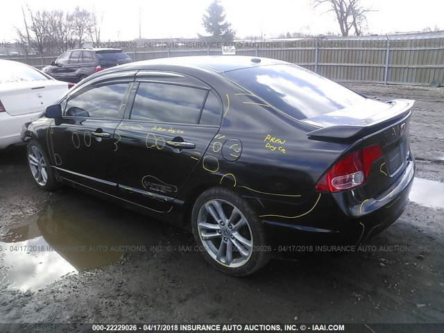 2HGFA55548H706180 - 2008 HONDA CIVIC SI BLACK photo 3