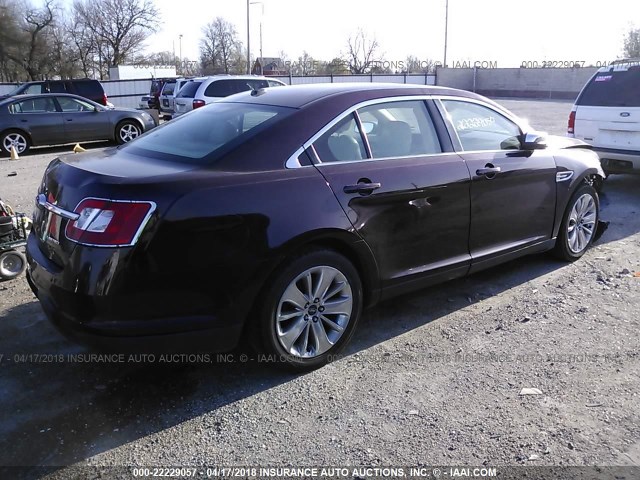 1FAHP2FW2BG133946 - 2011 FORD TAURUS LIMITED MAROON photo 4