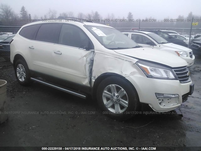 1GNKVJKD9DJ145576 - 2013 CHEVROLET TRAVERSE LT WHITE photo 1