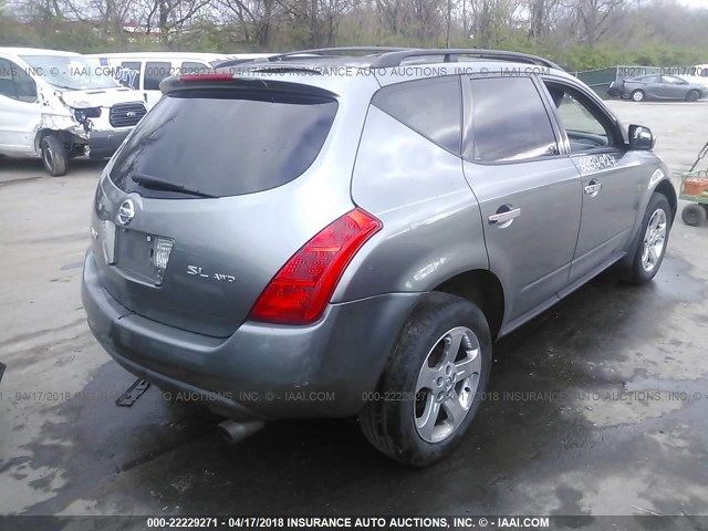 JN8AZ08W25W437588 - 2005 NISSAN MURANO SL/SE/S GRAY photo 4