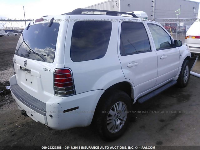 4M2CU57195DJ20788 - 2005 MERCURY MARINER WHITE photo 4