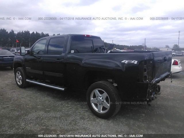 1GT121C89BF148198 - 2011 GMC SIERRA K2500 SLT BLACK photo 3