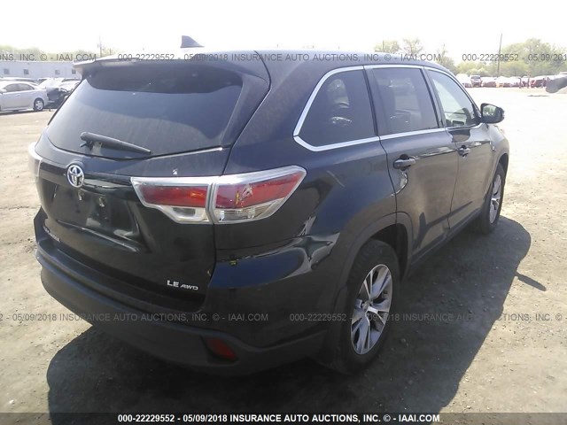 5TDBKRFH6FS214890 - 2015 TOYOTA HIGHLANDER LE/LE PLUS BLACK photo 4