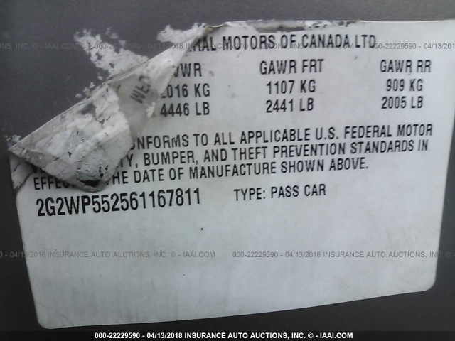 2G2WP552561167811 - 2006 PONTIAC GRAND PRIX Pewter photo 9
