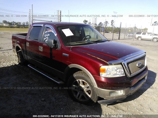 1FTPW12575KC99221 - 2005 FORD F150 SUPERCREW BURGUNDY photo 1