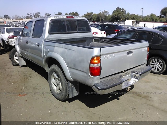 5TEGN92N62Z016011 - 2002 TOYOTA TACOMA DOUBLE CAB PRERUNNER SILVER photo 3