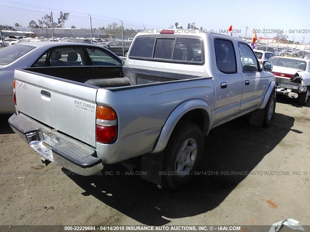 5TEGN92N62Z016011 - 2002 TOYOTA TACOMA DOUBLE CAB PRERUNNER SILVER photo 4