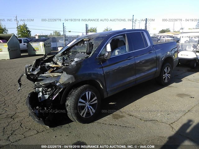 5FPYK3F46HB006530 - 2017 HONDA RIDGELINE RTS GRAY photo 2