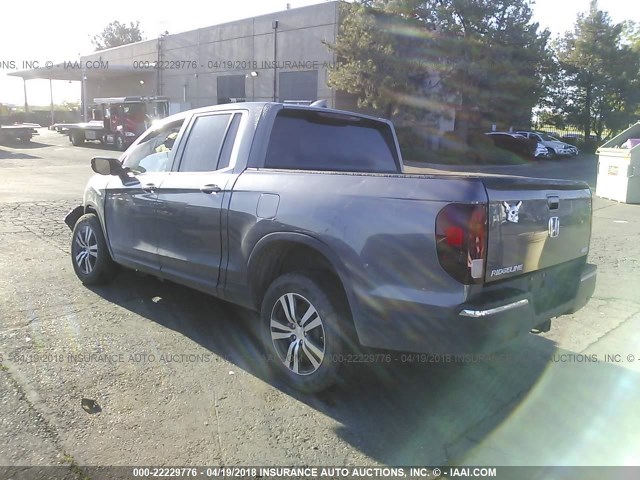 5FPYK3F46HB006530 - 2017 HONDA RIDGELINE RTS GRAY photo 3