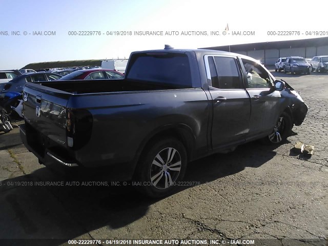 5FPYK3F46HB006530 - 2017 HONDA RIDGELINE RTS GRAY photo 4