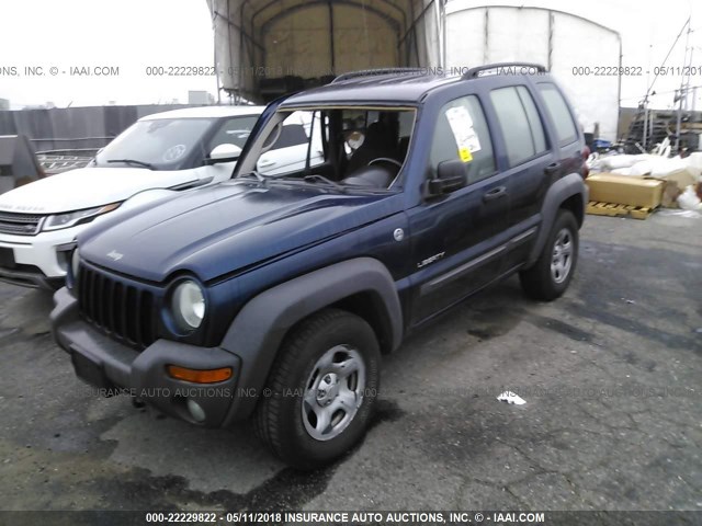 1J4GL48K24W258021 - 2004 JEEP LIBERTY SPORT BLUE photo 2