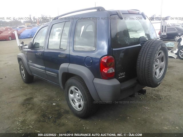 1J4GL48K24W258021 - 2004 JEEP LIBERTY SPORT BLUE photo 3